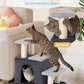 Aechonow 3-in-1 Pet Stairs for Cats, Dog Steps for Small Doggie Rabbits, 6.29''Depth Cat Stairs, Indoor Cat Ladders for High Bed for Pet's Joints, 1 Cat Condo Cave, Sisal Scratcher, Grey, Medium