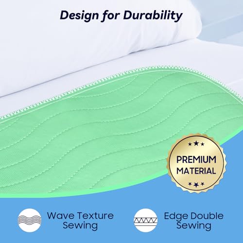 4 Pack 36” x 36” Extra Heavy Absorbency Washable Underpads, Waterproof Quick Drying Nursing Incontinence Reusable Washable Bed Pee Pads for Dogs, Diaper Changing & Adults, Green