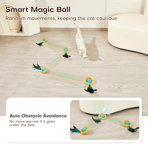 Potaroma Interactive Cat Toys, Fast Moving Ball in Play Mat, Automatic Motion Activated Ball Hide and Seek for Indoor Exercise Kicker, Animal