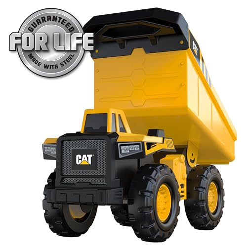 Cat Construction Toys, Steel Dump Truck 16" - Real Steel Body, Working Dump Bed, Oversize All-Terrain Wheels, Heavy-Duty Construction Vehicle for Indoor/Outdoor Play, Kids Ages 3 +