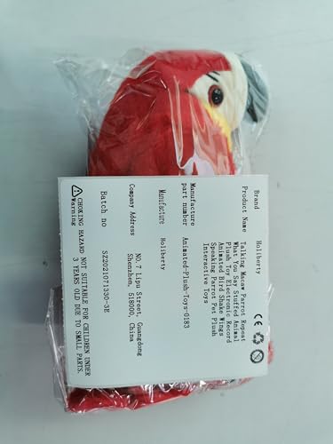 Talking Macaw Parrot Repeat What You Say Stuffed Animal Plush Toy Electronic Record Animated Bird Shake Wings Speaking Parrot Pet Plush Interactive Toys for Kids Boys Girls Christmas Birthday Gift