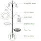 Bird Feeding Station, 90.55in 6-Hook Wild Bird Feeder Stand Pole with Water & Mesh Tray Humming Bird Feeders for Outdoors Easy Assembly for Courtyards Gardens (Black)