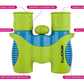 Binoculars for Kids, Girls or Boys Real Kids Binoculars in Vibrant Green Blue - Includes Sticker Book with 40 Bird Species - Small Toys for Toddlers