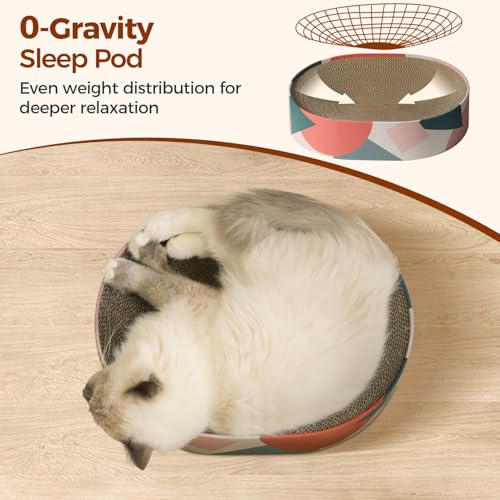ComSaf Cat Scratcher Cardboard Bed Lounge Couch for Indoor Cats Oval Shape 17"x13", Kitty Cat Scratching Pad Recycle Corrugate Scratcher Long Lasting Furniture