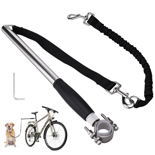 Hands Free Dog Bike Leash - Heavy Duty Bicycle Attachment with Quick Connect & Buffer Rope, Fit Leash for Medium Large Dogs - Cycling, Jogging