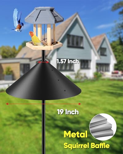 19 Inch Metal Squirrel Baffle for Bird Feeder Pole, Outdoor Squirrel Proof Bird Feeders, Bird House Guard for Shepherd’s Hook, Rust Chew Proof Heavy Duty