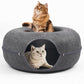 Cat Caves for Indoor Cats, Large Cat Tunnel for Multiple & Large Cats, Scratch Detachable Peekaboo Cat Cave Bed, Kitten Donut Kitty Hideaway Up to 45 Lbs