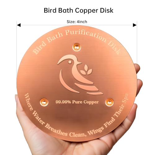 Bird Bath Copper Disk, Premium 0.6mm Sturdy 99.99% Pure Copper Disk for Bird Baths,Triple-Point Support Ensures Clean Water Year-Round, Compatible with All Outdoor Birdbath Bowls