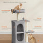 Feandrea Cat Tree, Small Cat Tower for Indoor Cats, Plush Cat Caves with Perch, Scratching Posts, for Small Spaces, Kittens, Light Gray UPCT005G01