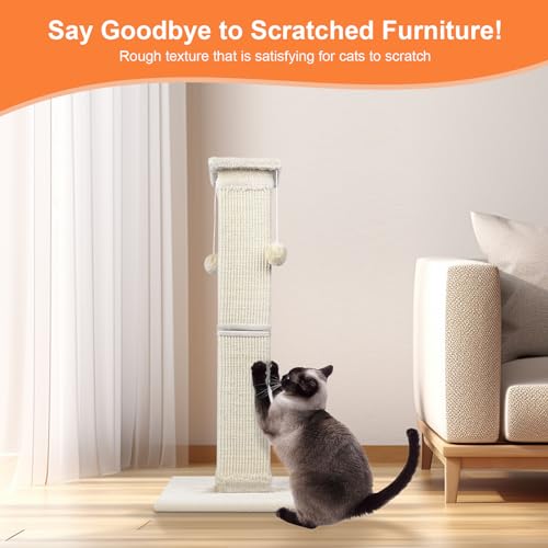 Cat Scratching Post 33 Inch Nature Sisal Cat Scratch Post for Indoor Cats, Large Cat Scratcher Protect Your Furniture, for All Breeds