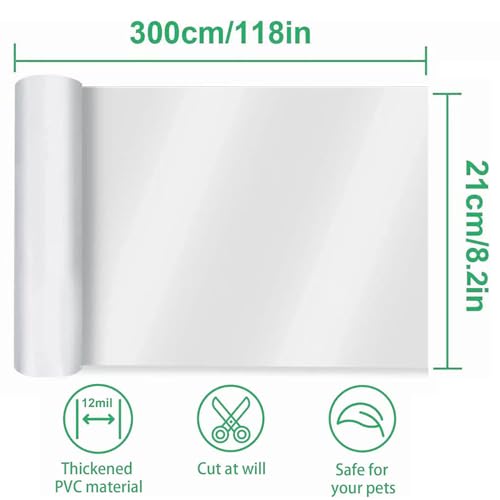 Door Protector from Dog Scratching 118" x 8.2" Cat Scratch Door Frame Single Side Adhesive Protector Anti Dog Scratch Door Guard for Dogs Clear CHUANGSEED