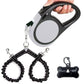 Dual Retractable Dog Leash for 2 Large Dogs (Up to 110 Lbs Each) - 18.5 FT Extendable Double Headed Pet Leash with Poop Bags, Non Slip Grip - One