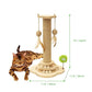 TINYBEAST Wooden Cat Scratching Post, 4 in 1 Cat Scratcher Toy with Cat Ball Tracks, 18" Tall Sisal Scratch Post for Indoor Kittens Adult Cats, Interactive Feather Toy and 2 Sisal Hanging Balls