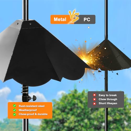 Oversized 21 Inch Metal Squirrel Baffle, Chew-Proof Weatherproof Squirrel Guard for Bird Feeder Pole and 4x4 Post, Outdoor Hanging Squirrel Proof Baffle, Black