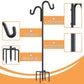 76" Double Hooks Heavy Duty Adjustable Bird Feeder Pole with Sturdy 5-Prong Base, Height Adjustable Shepherds Hook for Hanging Feeders, Plants, Solar Lanterns & Wind Chimes (2026 Upgrade)