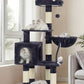 Heybly Cat Tree with Toy, Cat Tower Condo for Indoor Cats, Cat House with Padded Plush Perch, Cozy Hammock and Sisal Scratching Posts, Smoky Gray HCT004SG