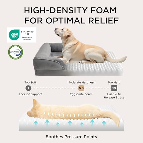 Bedsure Orthopedic Dog Beds Large Sized Dog - Washable Large Dog Cat Bed Waterproof, Comfort Dogs Couch Sofa with Washable Removable Cover, Pet Bed with Nonskid Bottom, Grey, 35"