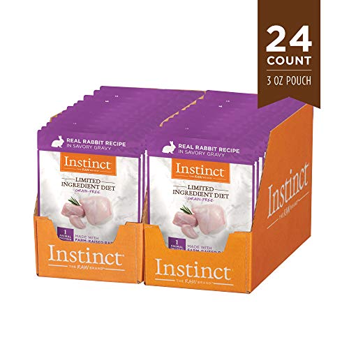 Instinct Limited Ingredient Diet, Natural Wet Cat Food Topper, Grain Free Recipe - Real Rabbit, 3 oz. Pouches (Pack of 24)