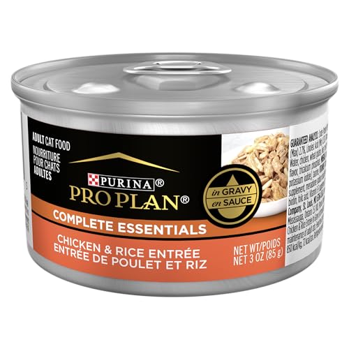 Purina Pro Plan High Protein Cat Food Complete Essentials Wet Gravy, Chicken and Rice Entree - (Pack of 24) 3 oz. Pull-Top Cans