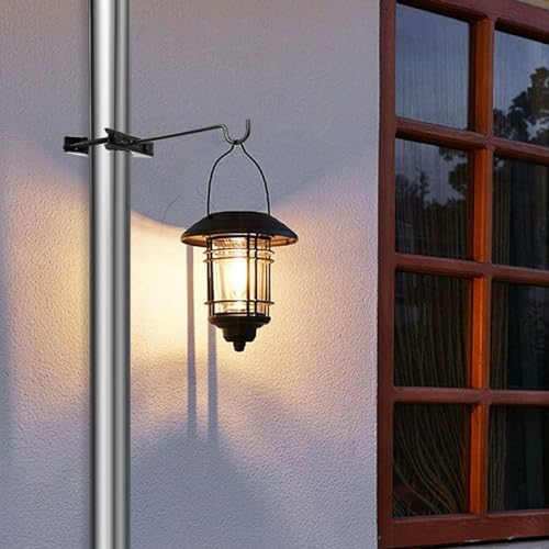 2 Pack Bird Feeder Hanger Hook, Metal Clamp-On Deck Hook for Railing Pole, Outdoor Hanging Bracket for Plant, Camping Lantern Rack, Windproof Tree Branch Hooks for Wild Bird House Holder