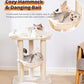 Happi N Pets 28" Cat Tree Tower, Tall Cat Scratching Post with Soft Perch for Window Viewing, Large Bed for Big Cats, Stable & Compact Cat Tower with Hammock, Removable Cover-Beige