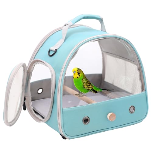 Small Bird Travel Cage Carrier, Portable Parrot Parakeet Carrier with Standing Perch and Comfy Mat, Budgies Carry Transport Bag for Vet Visit Shopping and Outdoor Adventure.