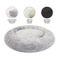 Bedfolks Calming Donut Dog Bed, 36 Inches Round Fluffy for Large Dogs, Anti-Anxiety Plush, Machine Washable (Dark Grey, Large)
