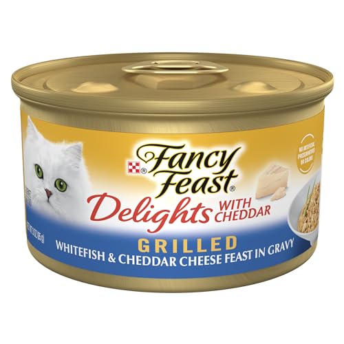 Purina Fancy Feast Delights With Cheddar Grilled Whitefish and Cheddar Feast in Wet Cat Food Gravy Cat Food - (Pack of 24) 3 oz. Cans