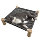 Pozico Cat/Dog Bed Hammock Cat Bed, Wooden Dog Elevated Indoor Outdoor Beds, Raised Cat Cots Furniture Pet Bed Puppy Bed Portable Breathable Mesh Cat