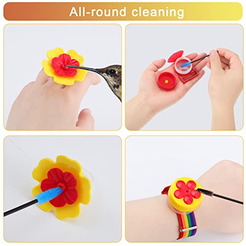 38 Pcs 3 Size Hummingbird Feeder Cleaning Brush Mini Nylon Tube Brush with 16 Flowers Bird Replacement Parts Double Headed Brushes for Bottle Feeding Holes Replacement(Black)