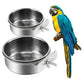 2Pcs Stainless Steel Bird Feeding Bowls, Small Bird Feeding Cup, Stainless Steel Parrot Food Bowl Cage with Holder, Parrot Cage Water Feeder, Pet Cage Cup Holder (Dia 3.93", 4.72",)