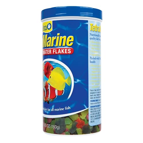 TetraMarine Large Saltwater Flakes, Nutritionally Balanced Fish Food for Saltwater Fish, 5.65 oz