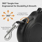26ft Retractable Dog Leash for Large Dogs up to 110 lbs, with Waste Bag Dispenser, 8m Durable Strong Nylon Tape, 360° Tangle-Free, One-Handed