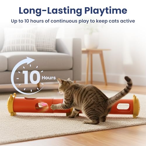 PAWSPIK Electric Feather Teaser Tube Cat Toy, Interactive Automatic Cat Toy for Indoor Cats, Smart Random Feather Play, Long Battery Life, Pet-Safe