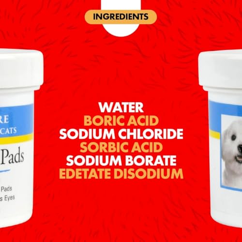 Miracle Care Eye Wash Pads, 90 Single Use Pre-Soaked Pads to Gently Clean and Soothe Dog and Cat Eyes; Non Stinging Formula to Remove Eye Debris