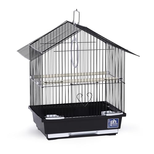 Prevue Pet Parakeet Manor Bird Cage with Handle - Versatile Carrier for Home or Travel, Small Bird Accessories, Easy Storage, Ideal for Canaries, Budgies, Finches, Parakeets, and More - Black