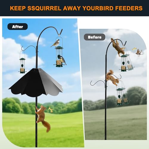 Oversized 21 Inch Metal Squirrel Baffle, Chew-Proof Weatherproof Squirrel Guard for Bird Feeder Pole and 4x4 Post, Outdoor Hanging Squirrel Proof Baffle, Black