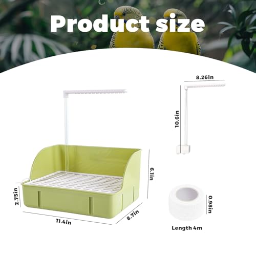 Parrot Bathtub, Large Bird Shower Fountain, Automatic Bird Bath, Parrot Bath Shower, Automatic Bathtub with Circulating Faucet, Indoor Fountain with USB Pump, Green