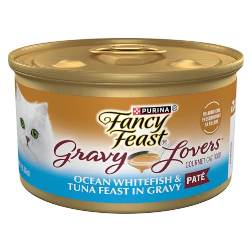 Purina Fancy Feast Gravy Lovers Ocean Whitefish and Tuna Feast Pate in Wet Cat Food Gravy - (Pack of 24) 3 oz. Cans