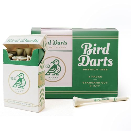 Premium Bamboo Wood Golf Tees, 18/72/180 Units (Packs of 18), 2 ¾ Golf Tees in Cigarette-Style Packaging, Durable, Biodegradable, Golf Tees Wood for Stylish Golfers