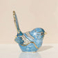 Exquisite Hand - Painted Enamel Blue Bird Trinket Box Hinged Rhinestone - Adorned Mini Jewelry Organizer for Rings & Necklaces, Ideal Classical Home Decor & Collectible Keepsake (Trinket Box-B)