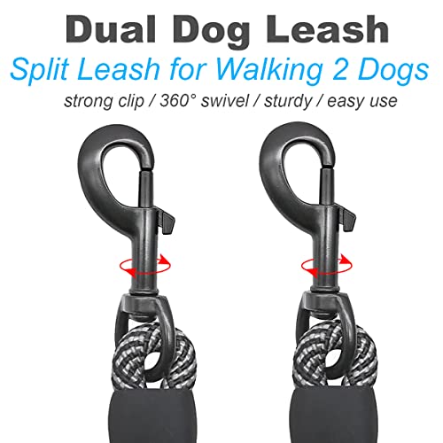Double Dog Leash Coupler Heavy Duty Extension Rope for Two Large Dog | No Tangle 1/2" Thick Dual Dog Lead Splitter for Large Medium Dogs Over 40 lbs