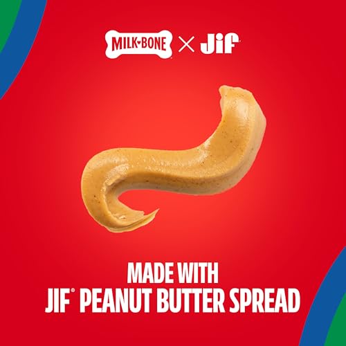 Milk-Bone Natural Peanut Butter Spread with Jif, Lickable Dog Treats in a Squeezable Pouch, 5 Oz. (Pack of 4)