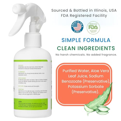 Aloe Vera Bird Spray for All Birds – Soothes Itchy Skin & Feather Plucking – 8oz Odor-Free Mist, Safe if Ingested, Daily Use Bird Mist, Softens Feathers, Natural Formula – Made in USA by UnRuffledRx™