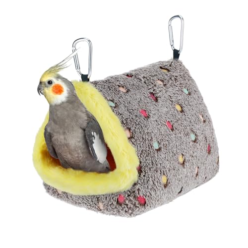 MEWTOGO Medium Winter Warm Bird Nest for Cage - Comfortable Birds Bed with Support Plate, Hanging Shed Hideaway Hammock Hut Gift for Macaws African Grey  Parrots
