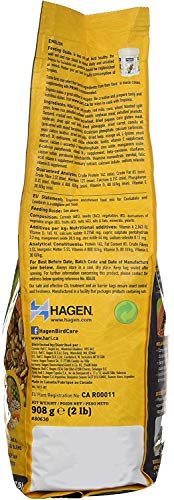 Hari Hagen Tropimix Enrichment Food for Cockatiels & Lovebirds, 2 lb. - HARI Parrot Food with Seeds, Fruit, Nuts, Vegetables, Grains, and Legumes