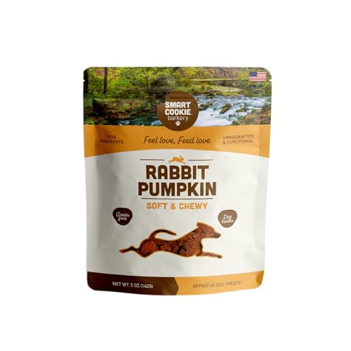 Smart Cookie All Natural Dog Treats - Rabbit & Pumpkin - Training Treats for Dogs & Puppies with Allergies, Sensitive Stomachs - Soft Dog Treats, Grain Free, Chewy, Human-Grade, Made in USA - 5oz Bag
