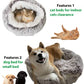 ShinHye Cat Bed Round Plush Fluffy Hooded Cat Bed Cave, Cozy for Indoor Cats or Small Dog beds, Soothing Pet Beds Doughnut Calm Anti-nxiety Dog Bed - Waterproof Bottom Washable (20×20inch, Grey)