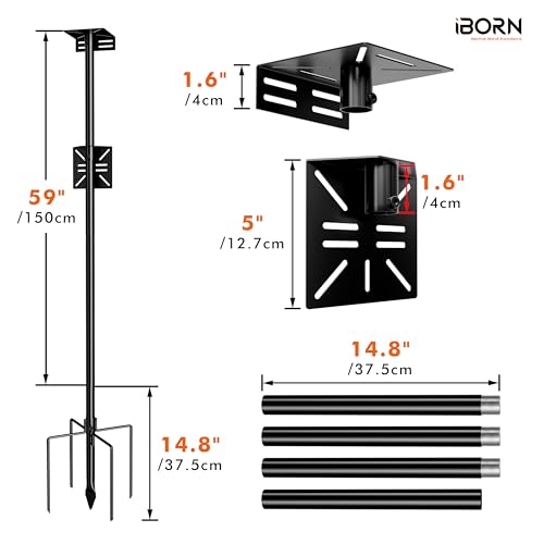 iBorn Camera Bird Feeder Pole 3in1 Compatible Bird Feeder Poles for Outdoors Heavy Duty,63inch Adjustable Height Bird House Pole Mount Kit Bracket Universal for Smart Feeder/Birdhouse