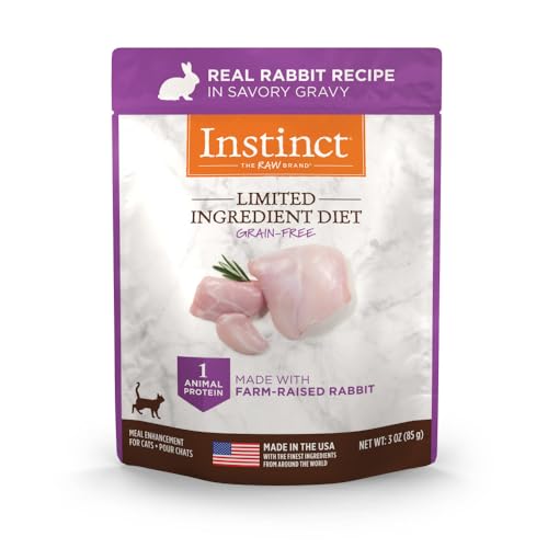 Instinct Limited Ingredient Diet, Natural Wet Cat Food Topper, Grain Free Recipe - Real Rabbit, 3 oz. Pouches (Pack of 24)
